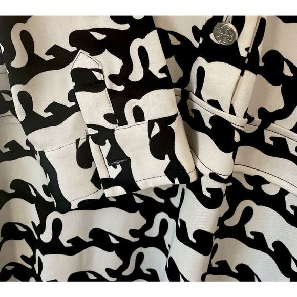 Tory Burch Tricot Silk Printed 3/4 Sleeve Sheath Dress Size Small Black/White - Picture 4 of 6